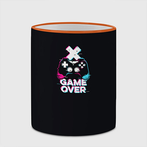 Кружка цветная Надпись game over / 3D-Оранжевый кант – фото 2