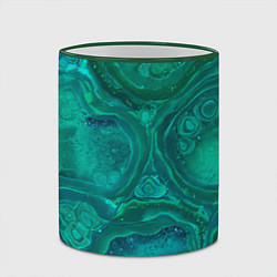 Кружка 3D Абстракция, сине-зеленая текстура малахита, цвет: 3D-зеленый кант — фото 2