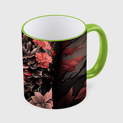 Кружка 3D Японский демон самурай, цвет: 3D-светло-зеленый кант