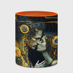 Кружка 3D Gustav Klimt Cyberpunk, цвет: 3D-белый + оранжевый — фото 2