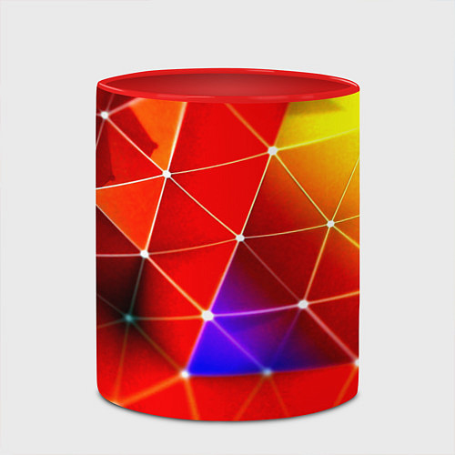 Кружка цветная Digital triangle abstract / 3D-Белый + красный – фото 2