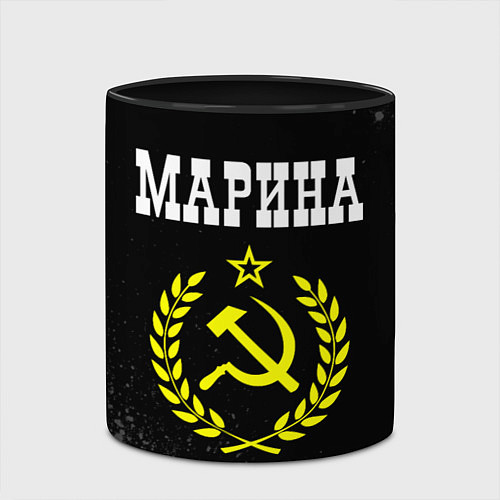 Кружка цветная Марина и желтый символ СССР со звездой / 3D-Белый + черный – фото 2
