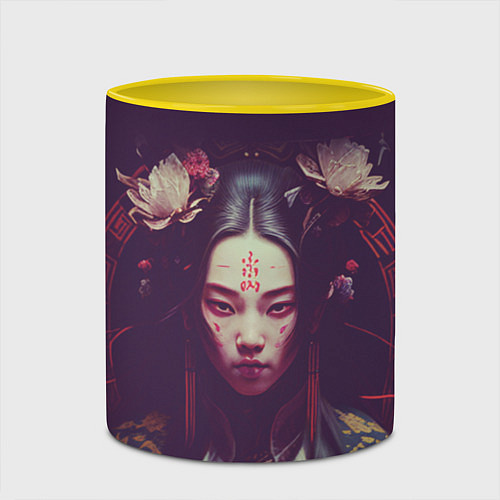 Кружка цветная Девушка-самурай / 3D-Белый + желтый – фото 2