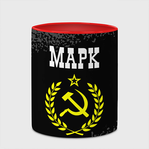 Кружка цветная Марк и желтый символ СССР со звездой / 3D-Белый + красный – фото 2