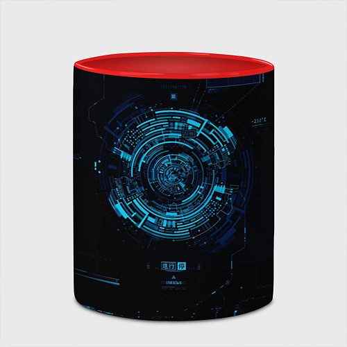 Кружка цветная Кибер абстракт / 3D-Белый + красный – фото 2