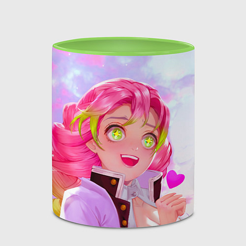 Кружка цветная Мицури Канродзи из аниме Клинок рассекающий демоно / 3D-Белый + светло-зеленый – фото 2