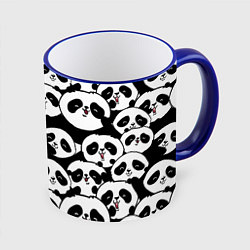 Кружка 3D Весёлые панды, цвет: 3D-синий кант