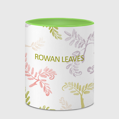 Кружка цветная Rowan leaves / 3D-Белый + светло-зеленый – фото 2