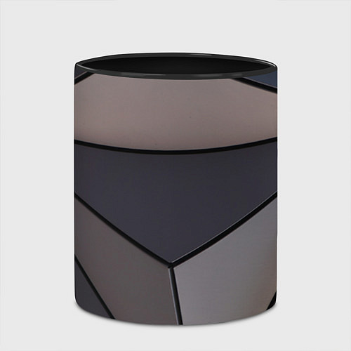 Кружка цветная Тёмный треугольный паттерн / 3D-Белый + черный – фото 2