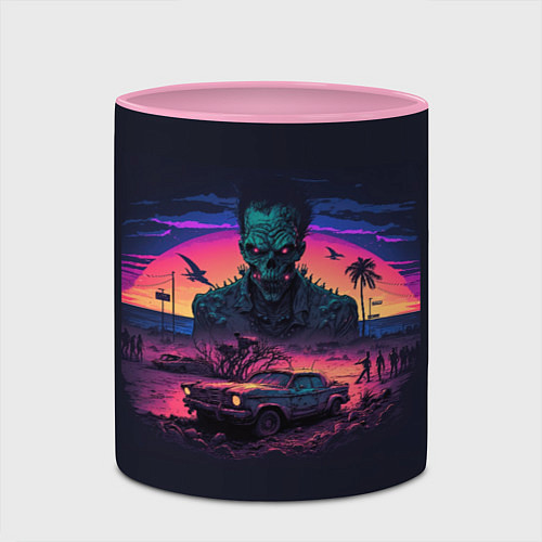 Кружка цветная Zombie Retrowave / 3D-Белый + розовый – фото 2