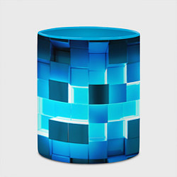 Кружка 3D Неоновые кубы с подсветкой, цвет: 3D-белый + небесно-голубой — фото 2
