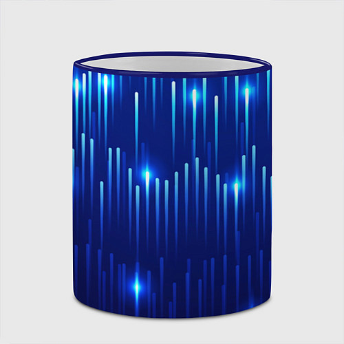 Кружка цветная Светящиеся синие линии / 3D-Синий кант – фото 2