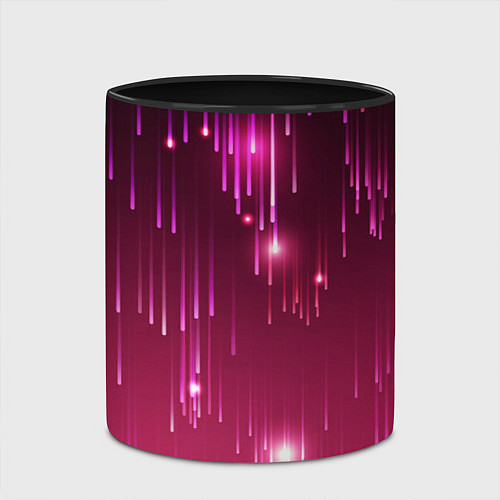 Кружка цветная Светящиеся розовые линии / 3D-Белый + черный – фото 2