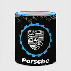 Кружка 3D Porsche в стиле Top Gear со следами шин на фоне, цвет: 3D-небесно-голубой кант — фото 2