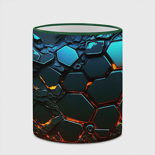 Кружка цветная Объемные разломленные плитки / 3D-Зеленый кант – фото 2