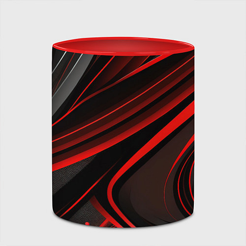 Кружка цветная Black and red abstract / 3D-Белый + красный – фото 2