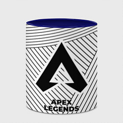 Кружка 3D Символ Apex Legends на светлом фоне с полосами, цвет: 3D-белый + синий — фото 2