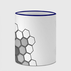 Кружка 3D Серые соты абстракция, цвет: 3D-синий кант — фото 2
