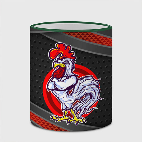 Кружка цветная Боевой петух / 3D-Зеленый кант – фото 2