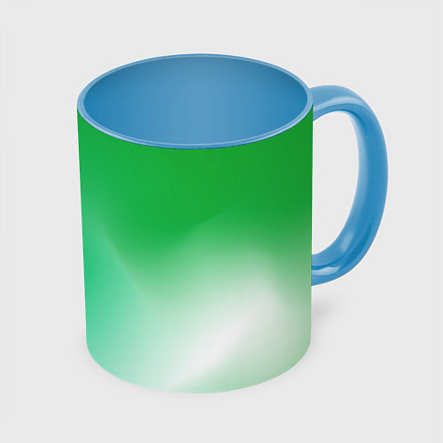 Кружка цветная Градиент зеленый / 3D-Белый + небесно-голубой – фото 1