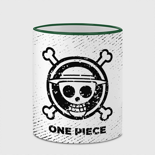 Кружка цветная One Piece с потертостями на светлом фоне / 3D-Зеленый кант – фото 2