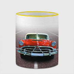 Кружка 3D Классический американский автомобиль 50-х Hudson H, цвет: 3D-желтый кант — фото 2