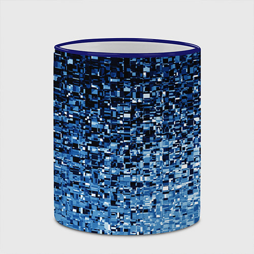 Кружка цветная Геометрическое множество синих кубов / 3D-Синий кант – фото 2