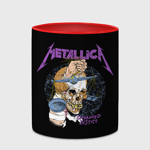 Кружка цветная Metallica - damaged justice / 3D-Белый + красный – фото 2