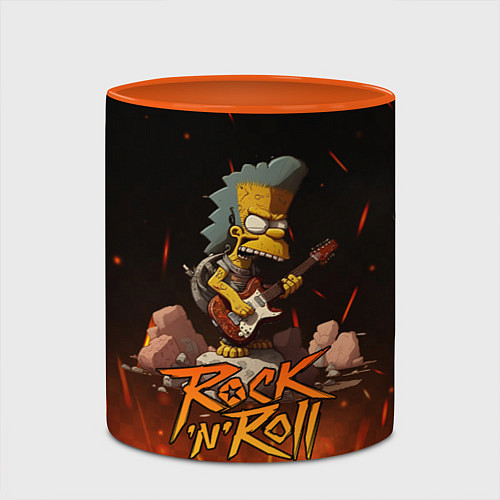 Кружка цветная Rock n roll fire Simpsons / 3D-Белый + оранжевый – фото 2