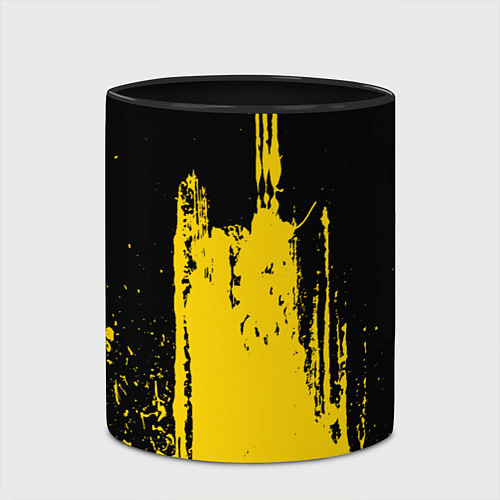Кружка цветная Фонтан бурлящей желтой краски / 3D-Белый + черный – фото 2