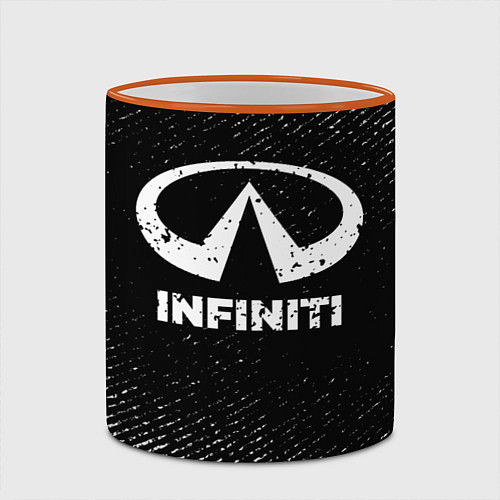 Кружка цветная Infiniti с потертостями на темном фоне / 3D-Оранжевый кант – фото 2