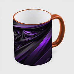 Кружка 3D Черно-фиолетовые объекты, цвет: 3D-оранжевый кант