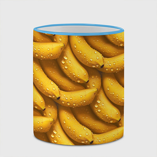 Кружка цветная Сочная текстура из бананов / 3D-Небесно-голубой кант – фото 2