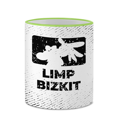 Кружка цветная Limp Bizkit с потертостями на светлом фоне / 3D-Светло-зеленый кант – фото 2