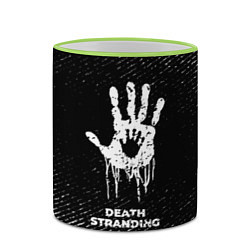 Кружка 3D Death Stranding с потертостями на темном фоне, цвет: 3D-светло-зеленый кант — фото 2