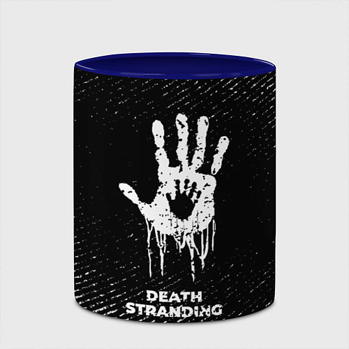 Кружка цветная Death Stranding с потертостями на темном фоне / 3D-Белый + синий – фото 2