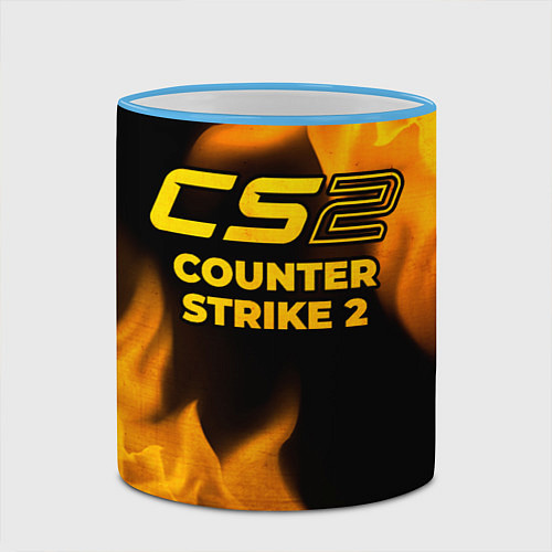 Кружка цветная Counter Strike 2 - gold gradient / 3D-Небесно-голубой кант – фото 2