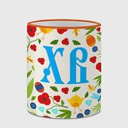 Кружка 3D ХВ с цветочным узором на Пасху, цвет: 3D-оранжевый кант — фото 2