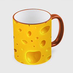 Кружка 3D Сырная текстура, цвет: 3D-оранжевый кант
