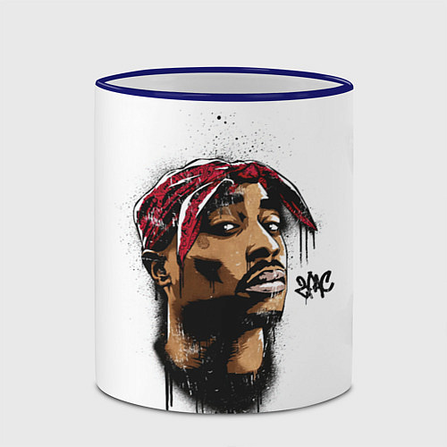 Кружка цветная 2Pac - Тупак Шакур / 3D-Синий кант – фото 2