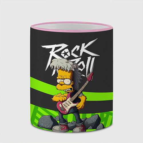 Кружка цветная Rock music Simpsons / 3D-Розовый кант – фото 2