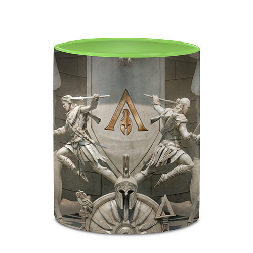 Кружка цветная Знаки братства ассасинов / 3D-Белый + светло-зеленый – фото 2