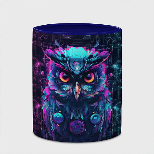 Кружка цветная Сова в стиле киберпанк / 3D-Белый + синий – фото 2