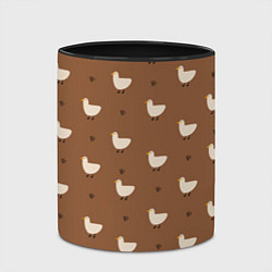 Кружка 3D Гуси и травка - паттерн коричневый, цвет: 3D-белый + черный — фото 2