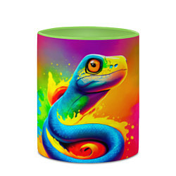 Кружка 3D Змейка в красках, цвет: 3D-белый + светло-зеленый — фото 2