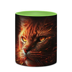 Кружка 3D Огненный рыжий кот, цвет: 3D-белый + светло-зеленый — фото 2