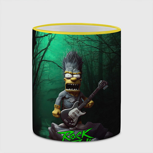 Кружка цветная Simpsons hard rock / 3D-Желтый кант – фото 2