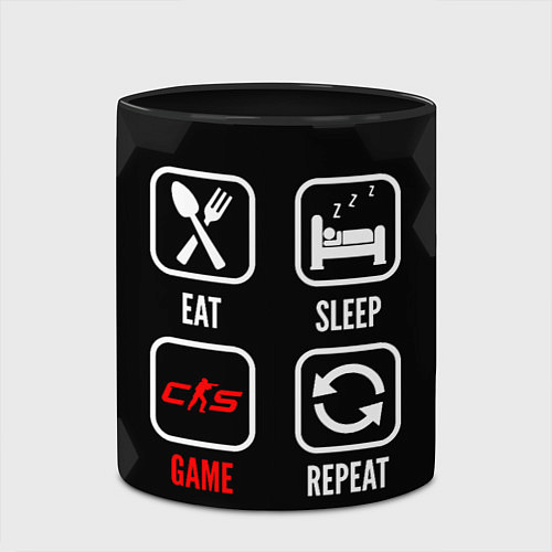 Кружка цветная Eat, sleep, Counter-Strike 2, repeat / 3D-Белый + черный – фото 2