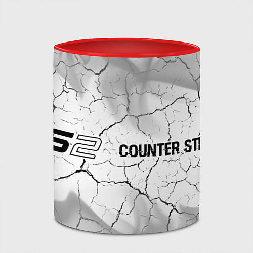 Кружка цветная Counter Strike 2 glitch на светлом фоне: надпись и / 3D-Белый + красный – фото 2