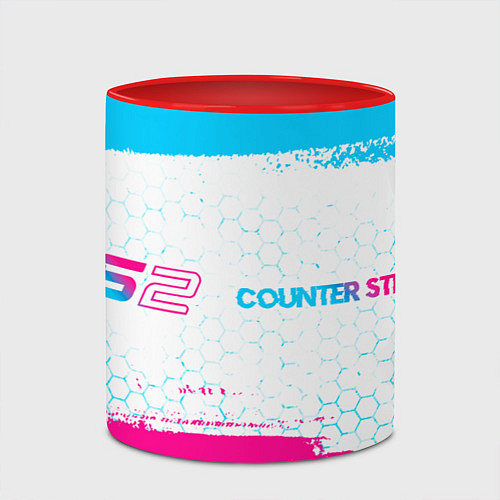 Кружка цветная Counter Strike 2 neon gradient style: надпись и си / 3D-Белый + красный – фото 2